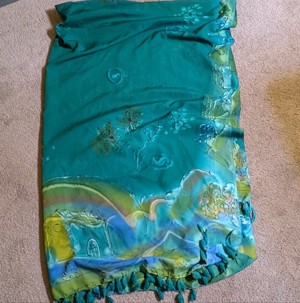 Vibrant Teal and Blue Swim Sarong